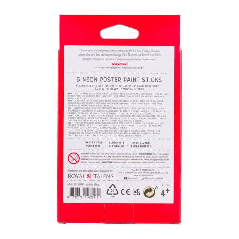 Bruynzeel Kids Plakkaatverf sticks set Neon 6 kleuren
