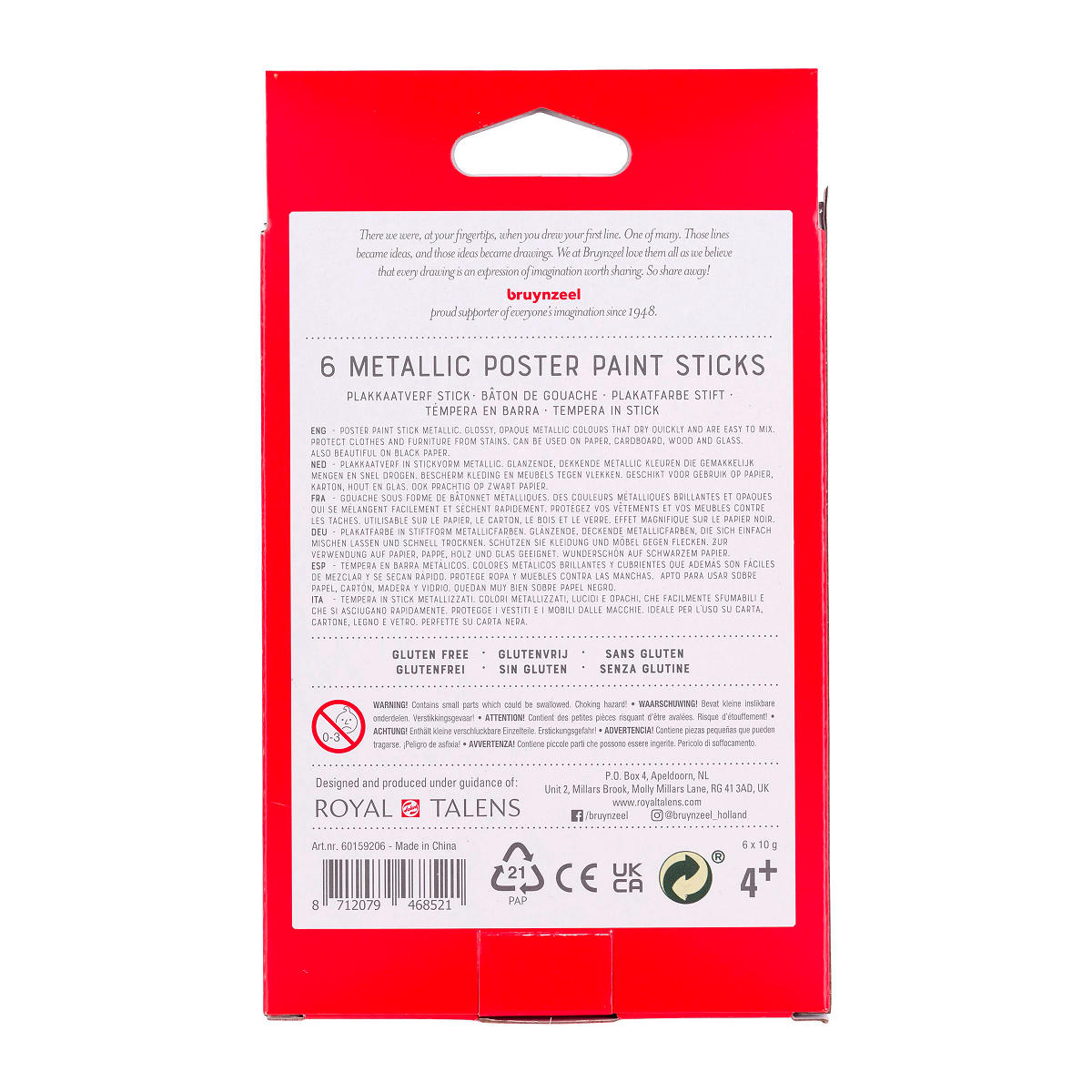 Bruynzeel Kids Plakkaatverf sticks set Metallic 6 kleuren