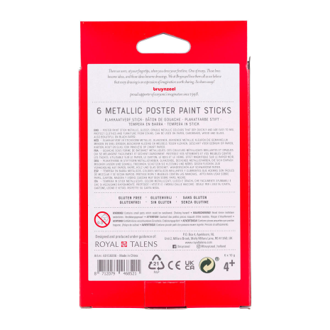 Bruynzeel Kids Plakkaatverf sticks set Metallic 6 kleuren