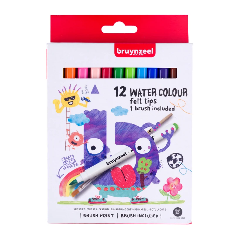 Bruynzeel Kids Waterverf Viltstiften set 12 stuks