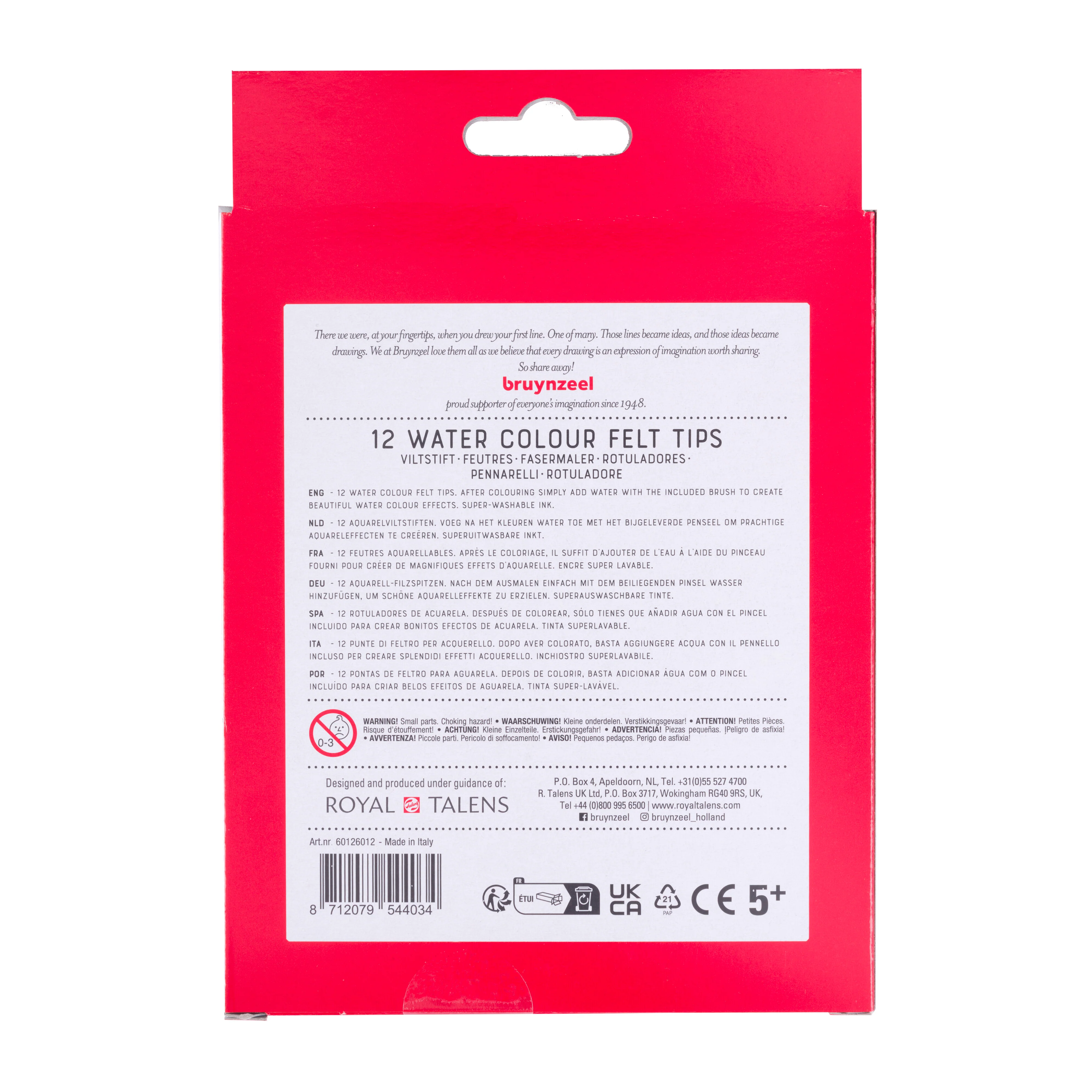 Bruynzeel Kids Waterverf Viltstiften set 12 stuks