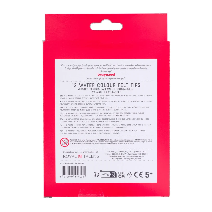 Bruynzeel Kids Waterverf Viltstiften set 12 stuks
