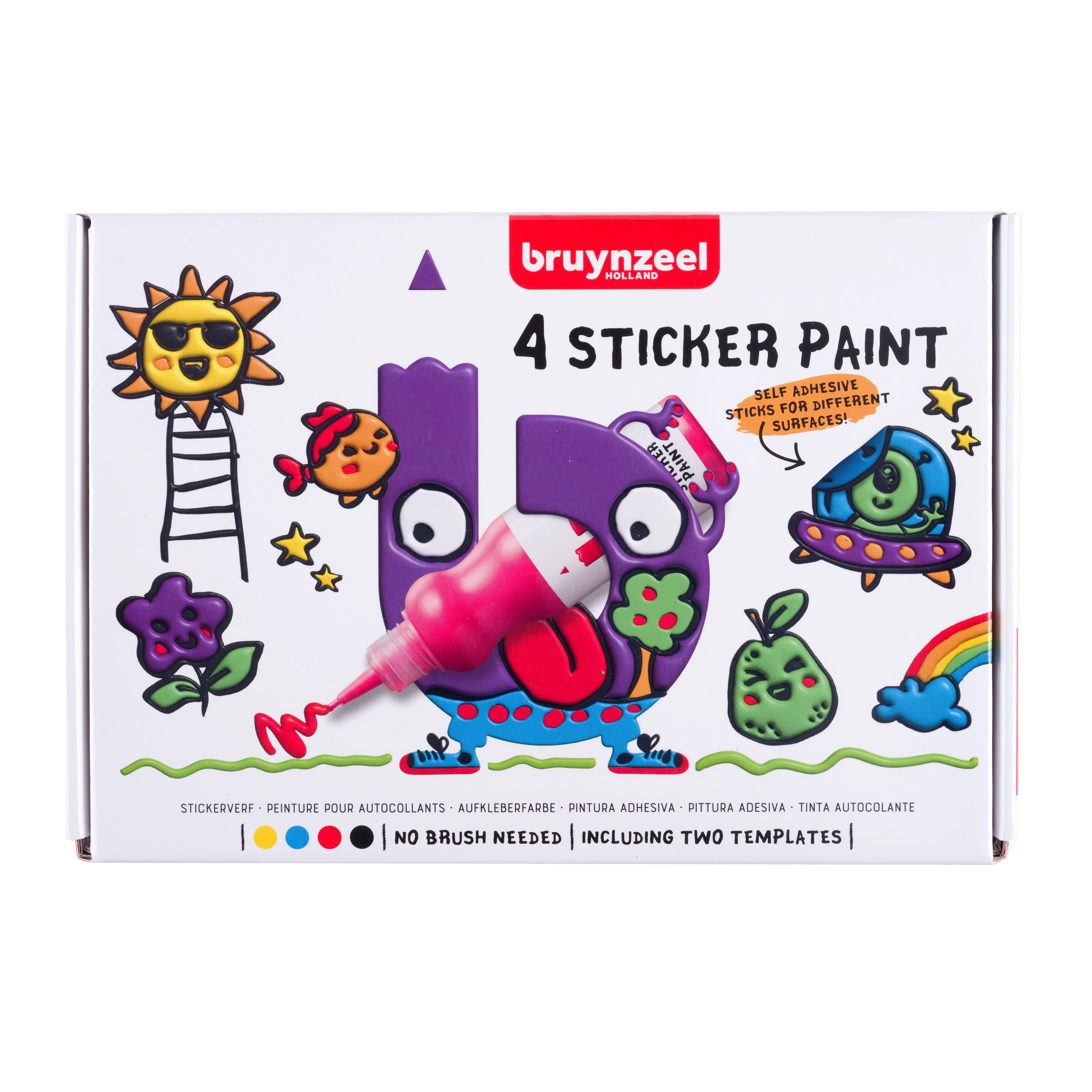 Bruynzeel Kids Sticker Paint set met 4 kleuren