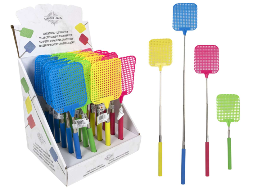 Vliegenmepper uitschuifbaar 4 assorti