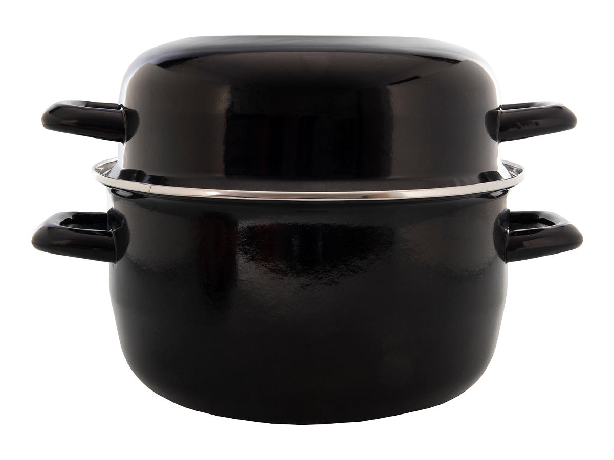Mosselpan 24 cm. zwart emaille