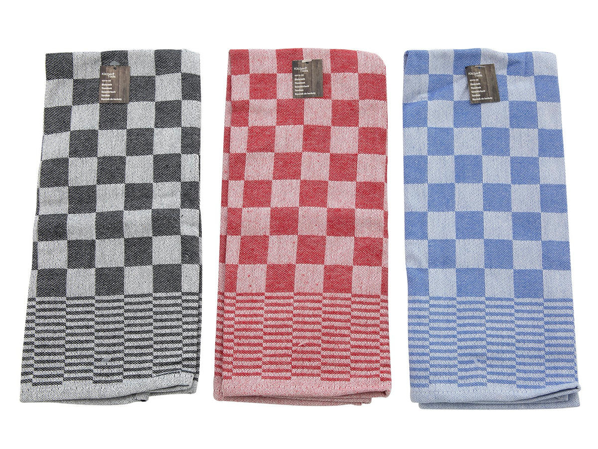 Theedoek 45x70cm ruitkatoen 2 assorti kleur