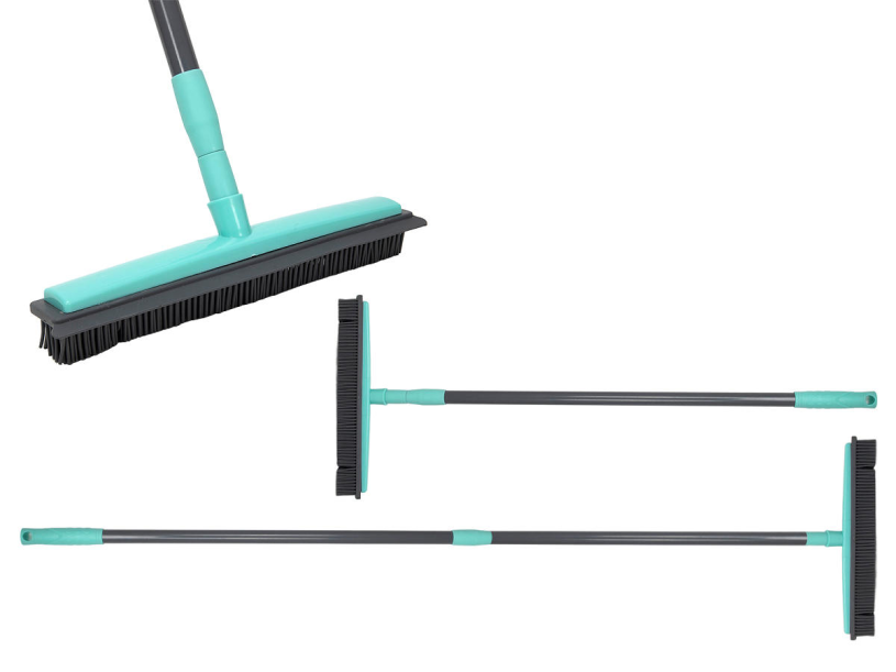 Bezem rubber telescoop grijs/turquoise