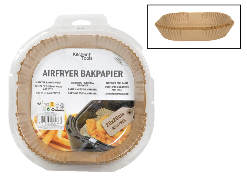 Airfryer bakpapier 20x20cm 50 stuks