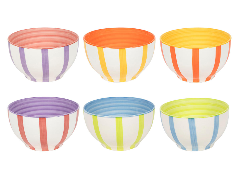 Servies aardewerk Summer Stripes schaal 14cm assorti