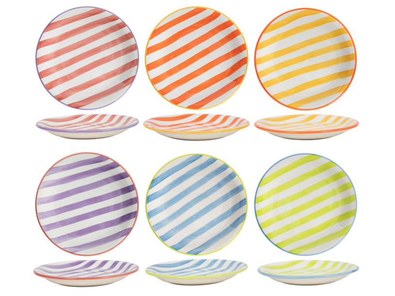 Servies aardewerk Summer Stripes bord 19cm assorti