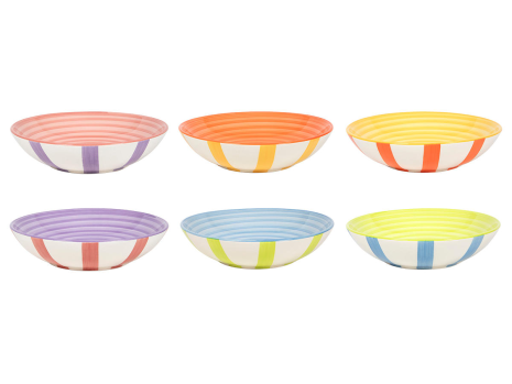 Servies aardewerk Summer Stripes bord diep 21cm assorti