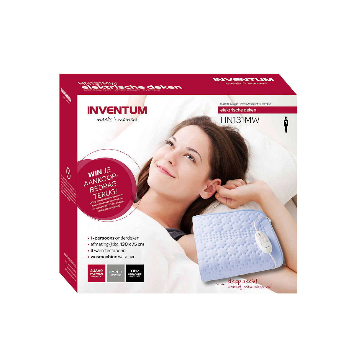 Inventum Elektrische Deken 1 persoons 130x75cm