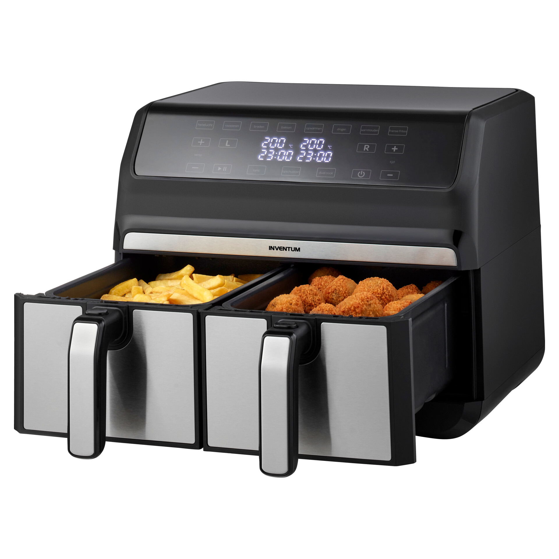 Inventum GF800HLD Airfryer dubbel 2x4L Zwart/RVS 1700W