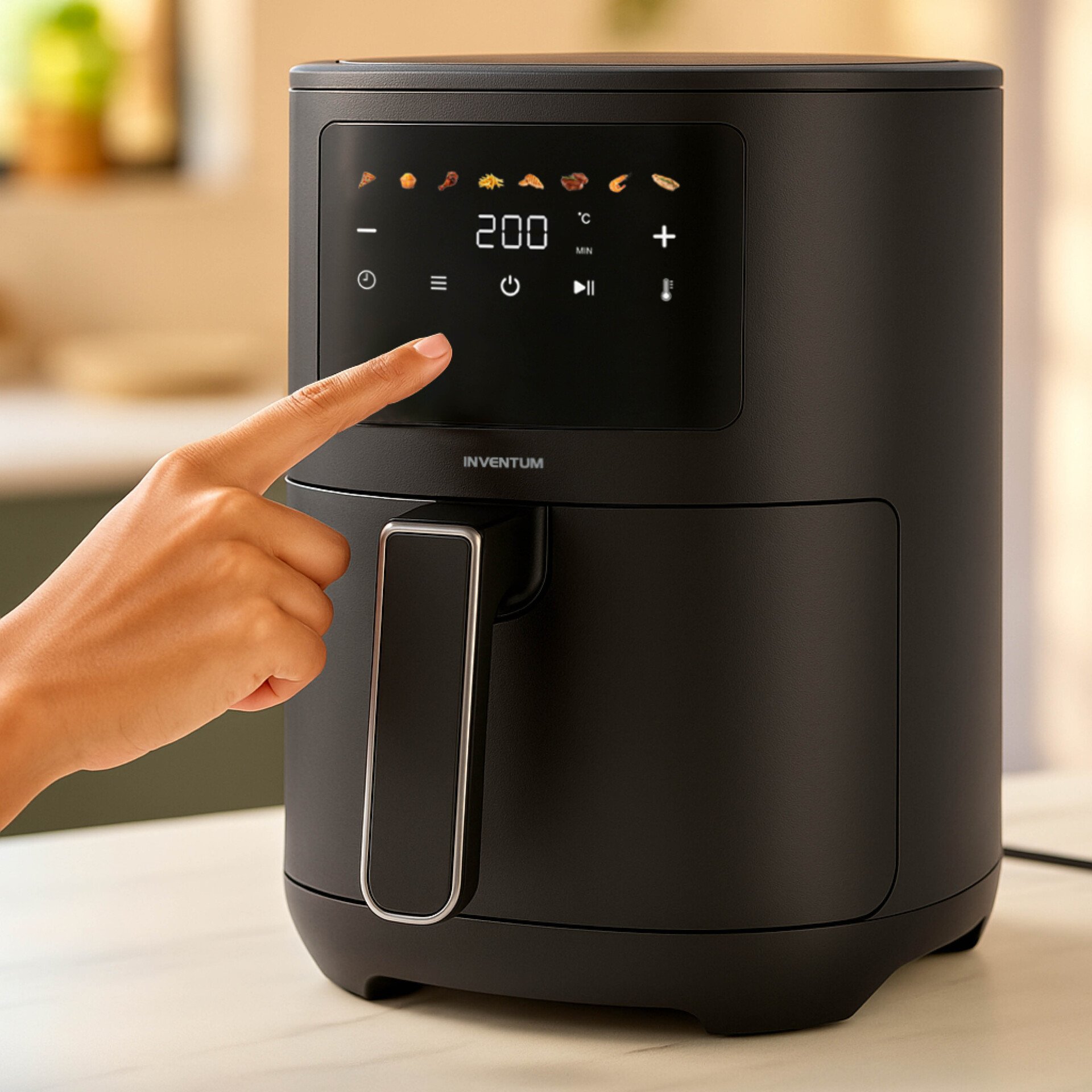 Inventum GF351HLDB Airfryer Friteuse 3,5L Zwart 1500W