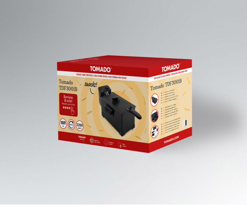 Tomado Frituurpan - 3 liter inhoud - Koude zone - Zwart