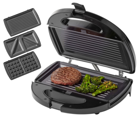 Tomado Multigrill 750W zwart 3 verwisselbare platen
