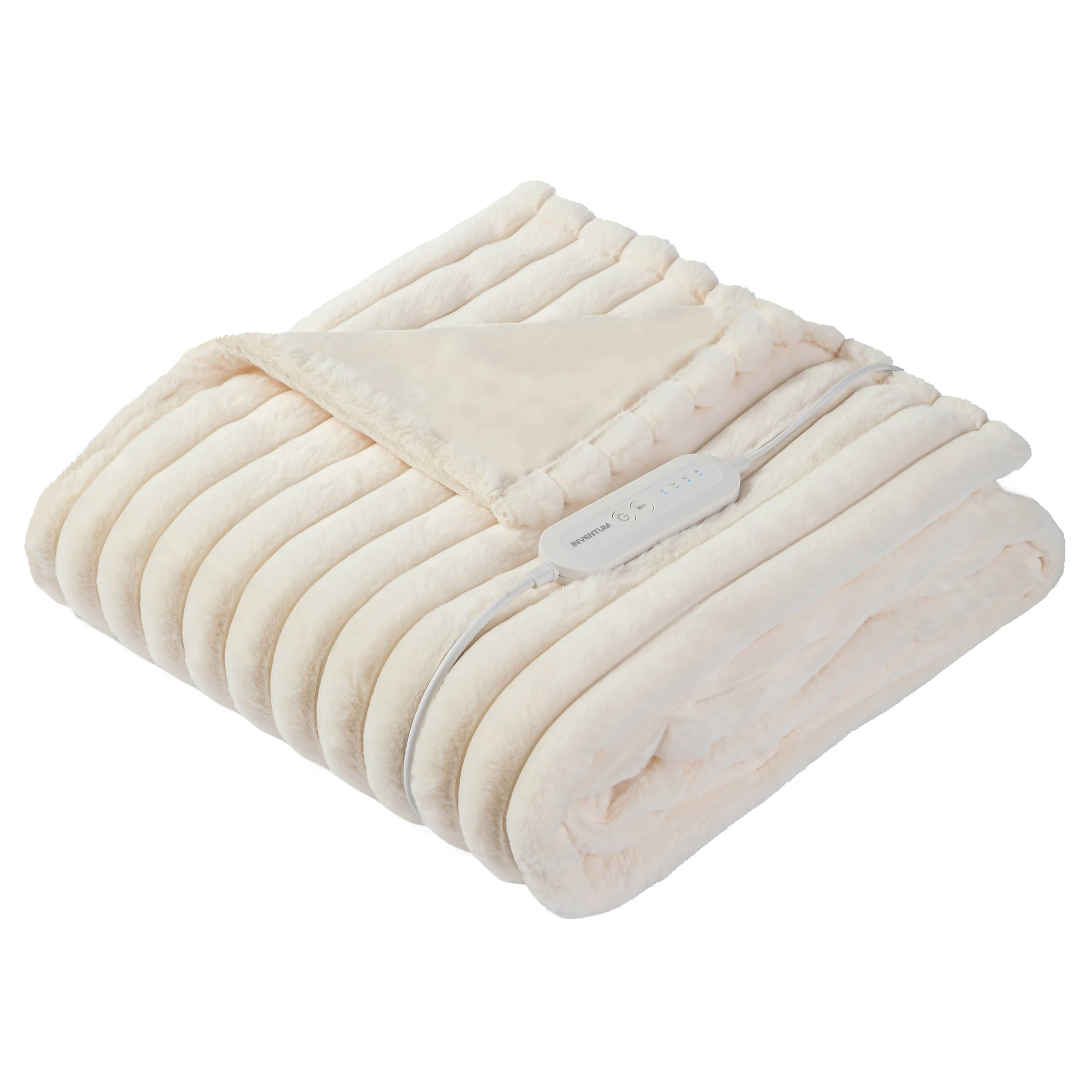 Inventum Plaid omslagdeken Rib Fleece 180x130cm 120W - wit