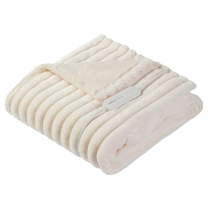 Inventum Plaid omslagdeken Rib Fleece 180x130cm 120W - wit