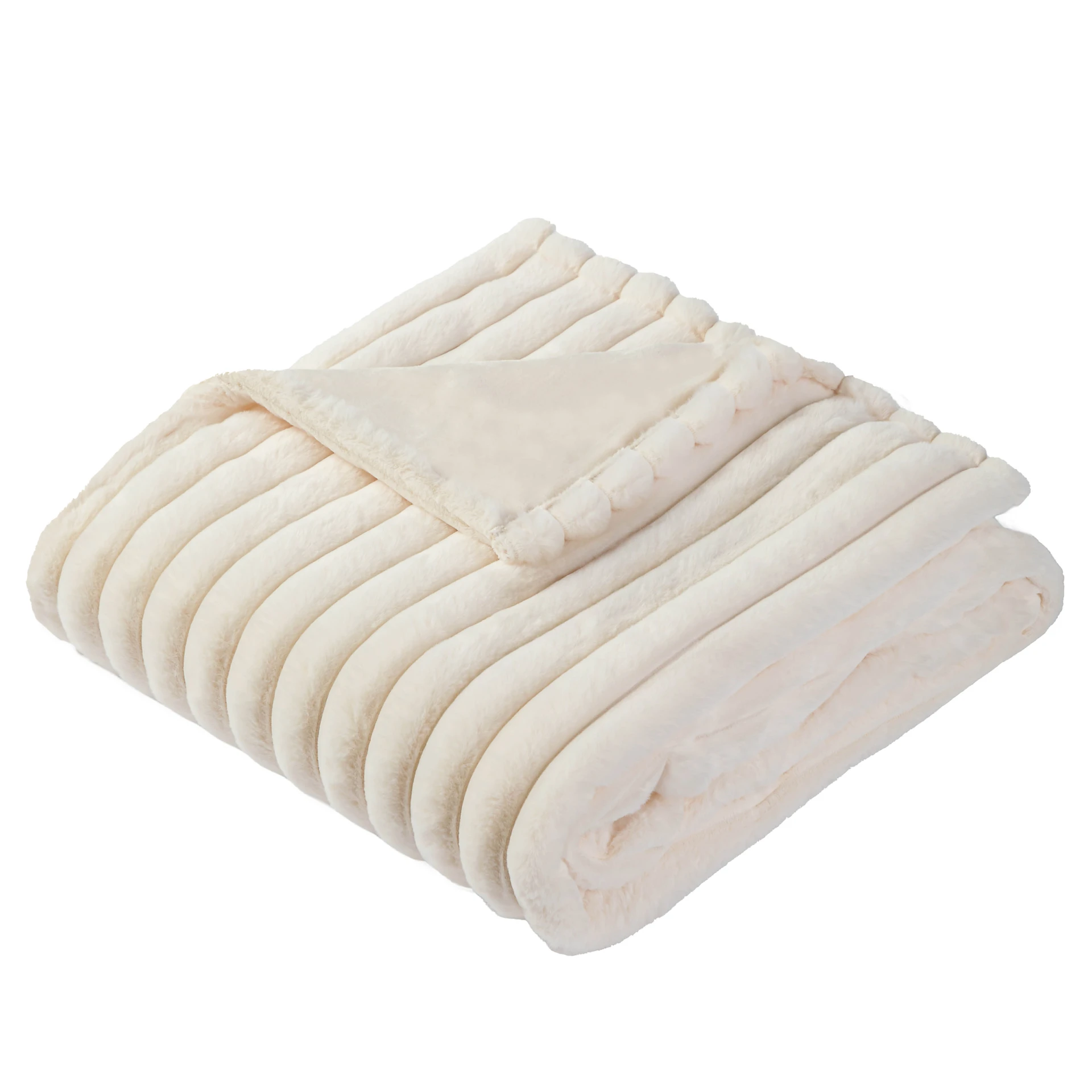 Inventum Plaid omslagdeken Rib Fleece 180x130cm 120W - wit