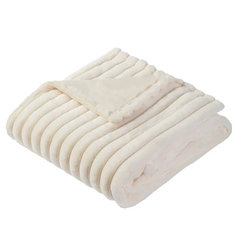 Inventum Plaid omslagdeken Rib Fleece 180x130cm 120W - wit