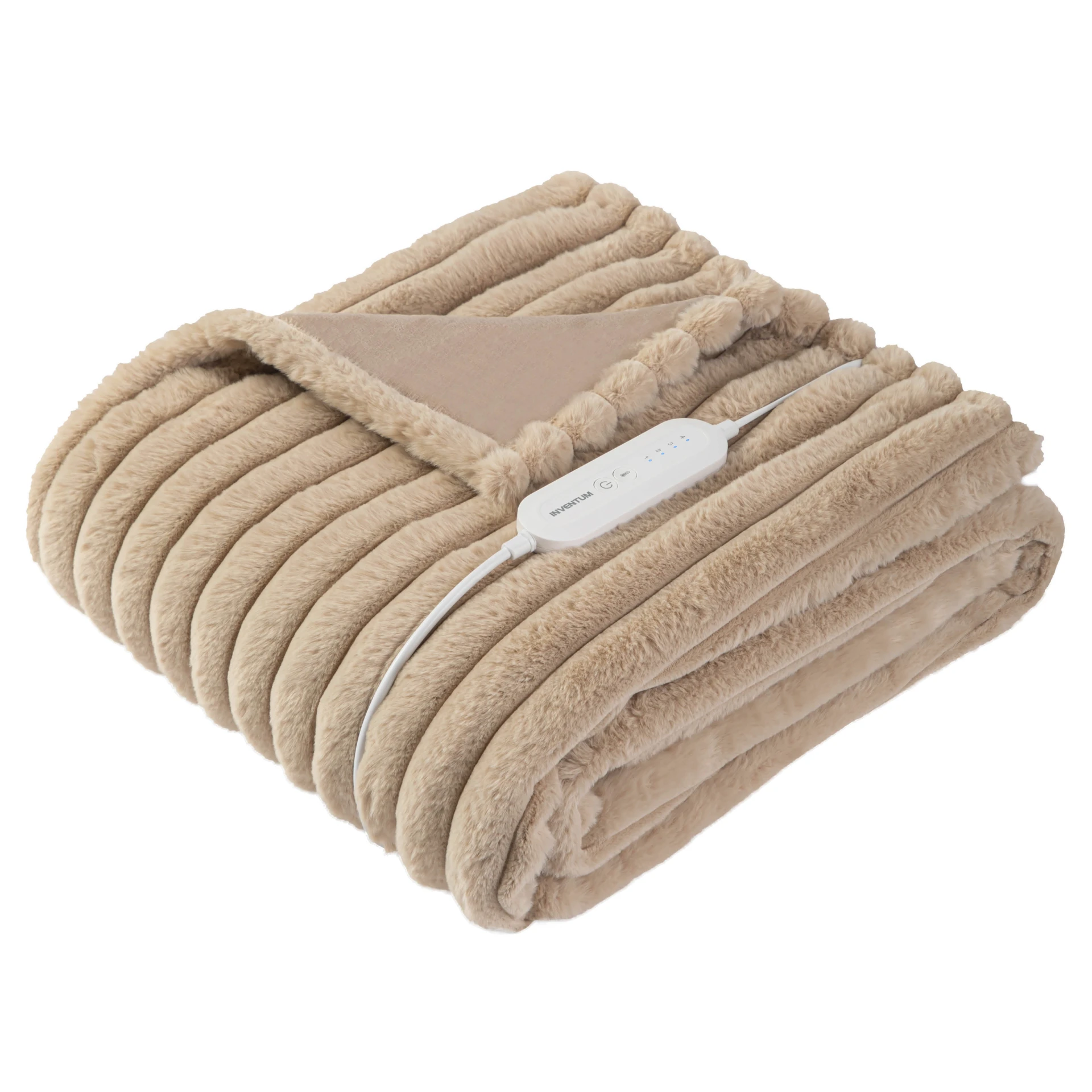 Inventum Plaid omslagdeken Rib Fleece 180x130cm 120W - bruin