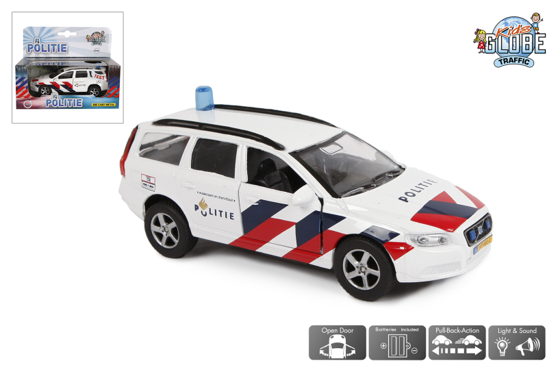 Kids Globe Politie Die Cast pull back Volvo V70 met L/G