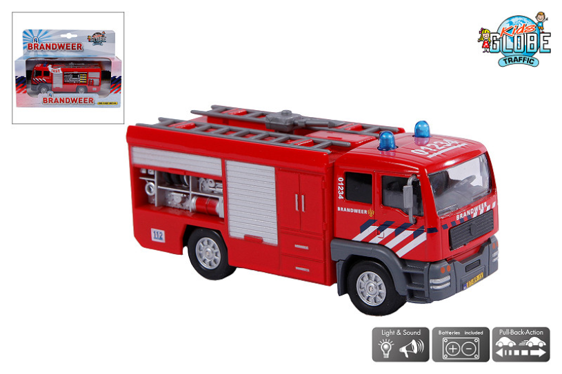 Kids Globe Brandweer Die Cast tankauto met L/G