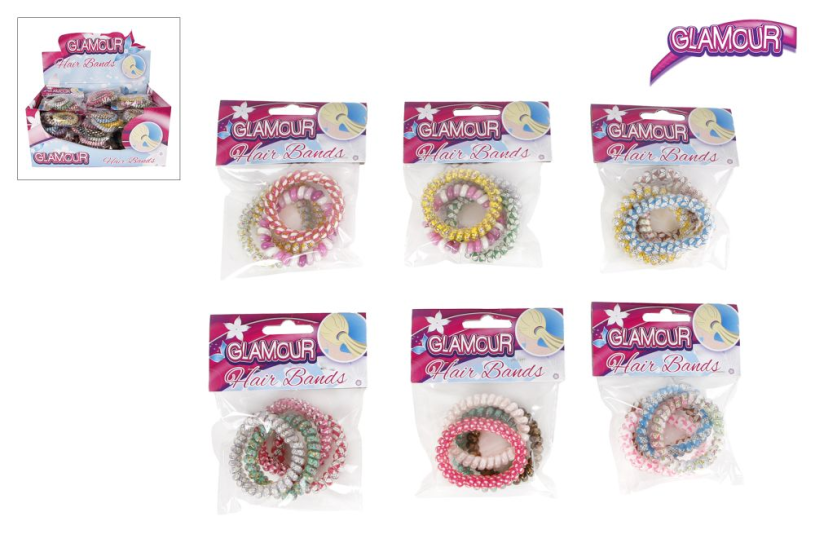 Glamour Twirl Bands arm/haar bandjes set van 4 stuks