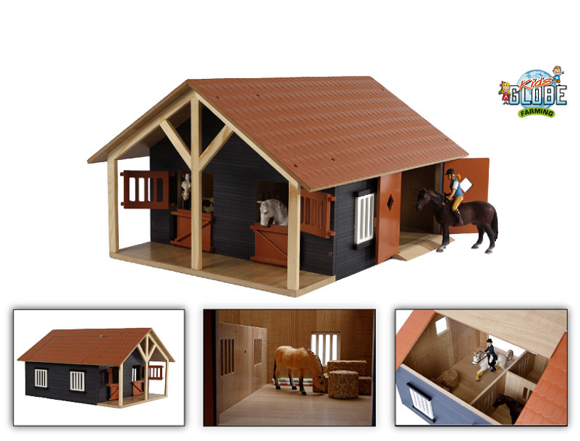 Kids Globe Paardenstal met 2 boxen en berging 51x40,5x27,5cm