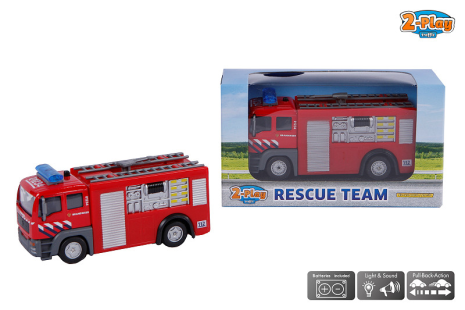 2-Play Brandweer Die Cast pull back met L/G