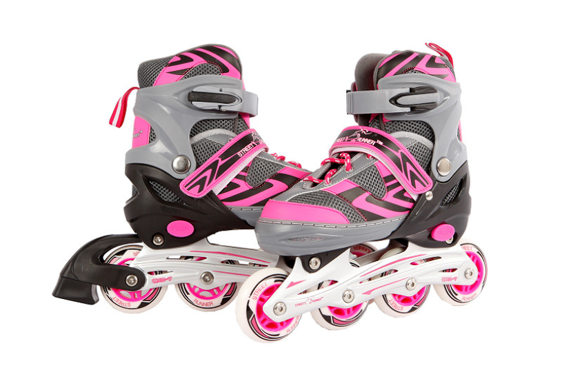 Inline skates roze/grijs abec7 alu frame verstelbaar 39-42