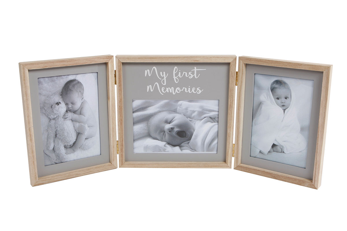 Fotolijst My First Year '3-luik' 50x20x1,5cm grijs/hout