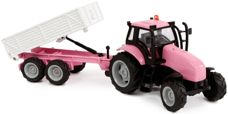 Kids Globe tractor met aanhanger 25cm met L/G roze