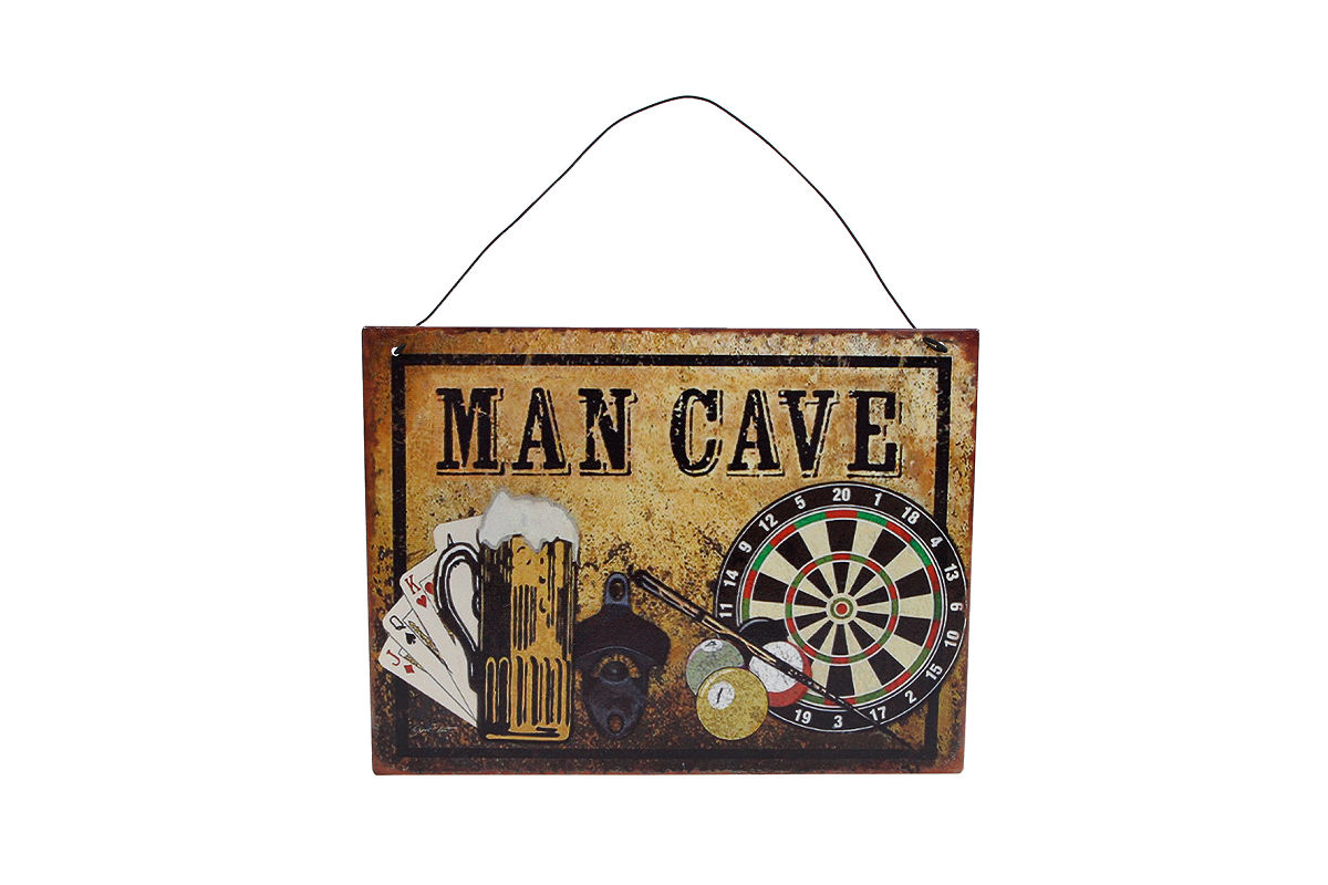 Wandversiering "Man cave" metaal 20x15cm