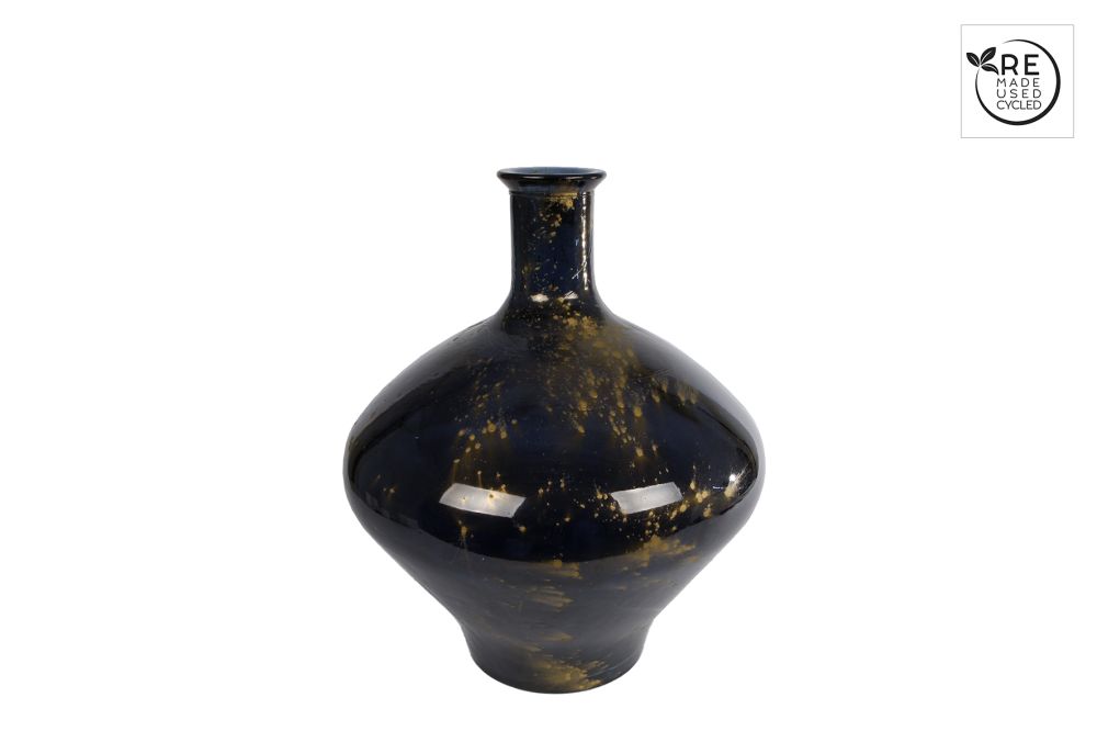 3R Vaas Meguino L zwart/goud glas 37x37x46cm