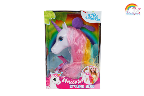 Unicorn styling hoofd 20cm met accessoires