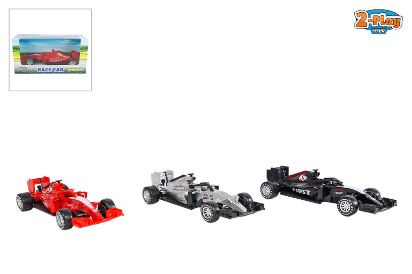 2-Play Die-Cast Free Wheel Formula Race Auto 3 Assorti 13cm