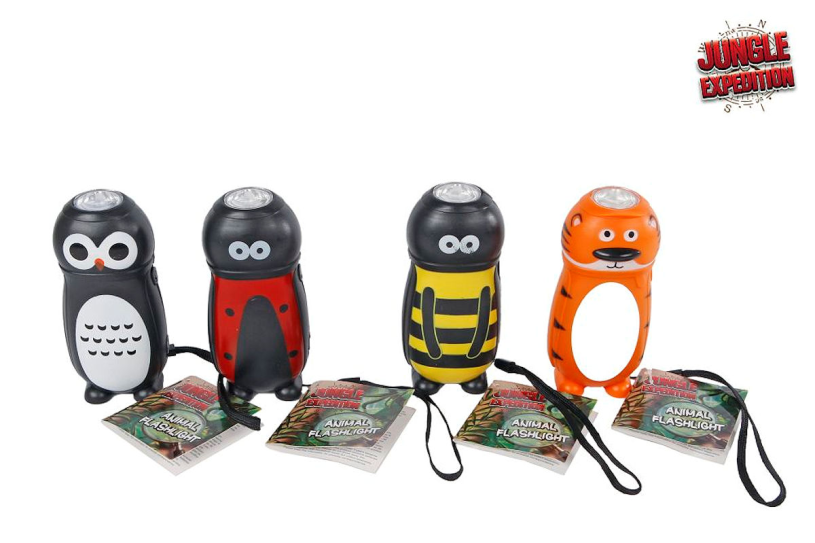 Jungle Expedition dieren zakplamp/knijpkat 11,5cm assorti
