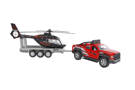 Kids Globe Die Cast terreinwagen met helikopter 35cm