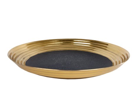 Schaal "Luuk" goud/zwart metaal 33x33x4cm