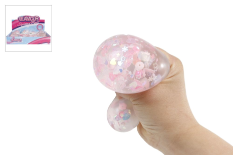 Glamour squeeze knijpbal flower and glitter 6cm
