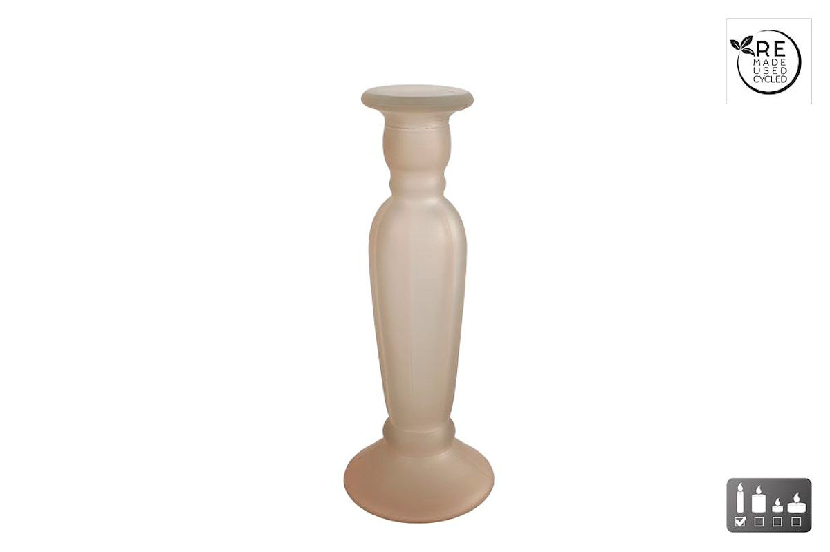 3R Kandelaar/Vaas Anadir mat beige glas 9x9x22cm