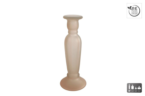 3R Kandelaar/Vaas Anadir mat beige glas 9x9x22cm