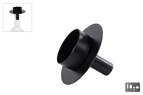 Theellichthouder voor wijnfles mat zwart metaal 7,5x7,5x6cm