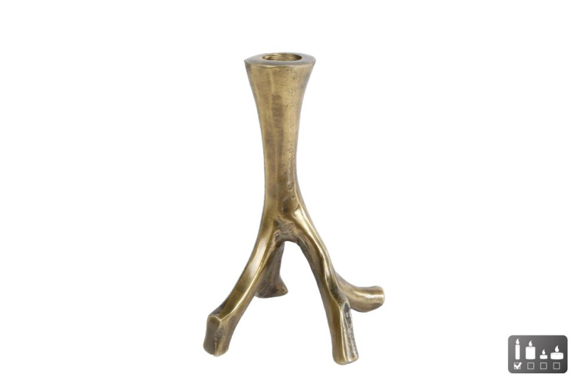 Kandelaar Brench antiek goud aluminium 15x13x22cm
