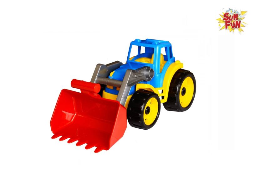 Sun Fun tractor met shovel 36x16x16cm geel blauw