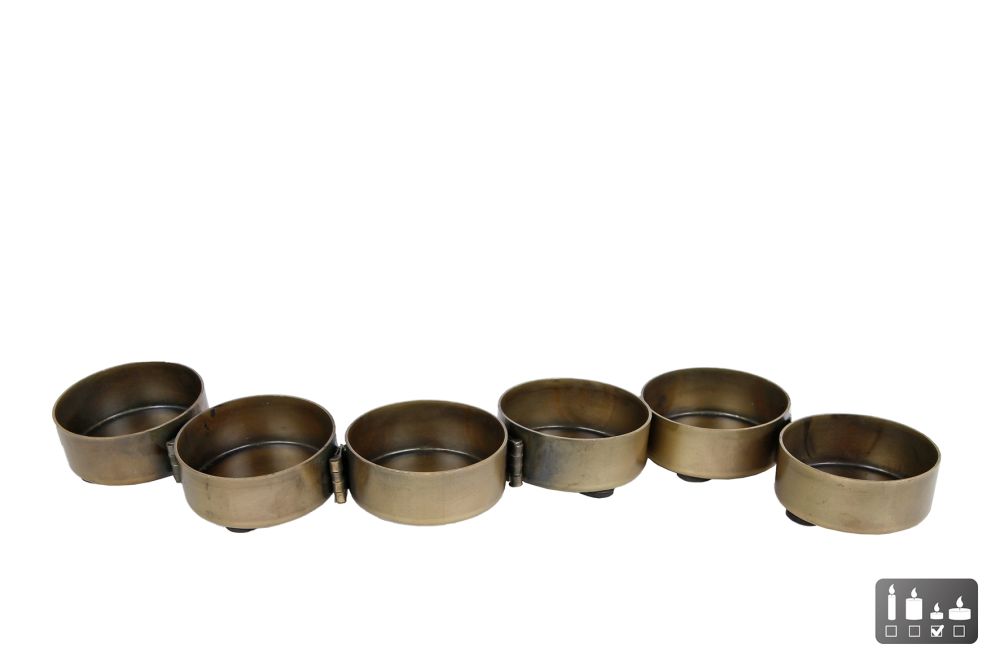 Theelichthouder Caterpillar 7x antiek goud 33x4,5x1,5cm