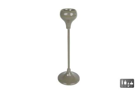 Theelichth Romee op voet l.groen metaal 8,5x8,5x26cm