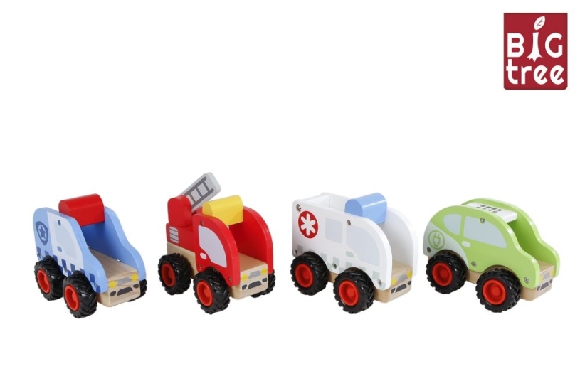 Big Tree houten voertuigen 4ass 12,5cm