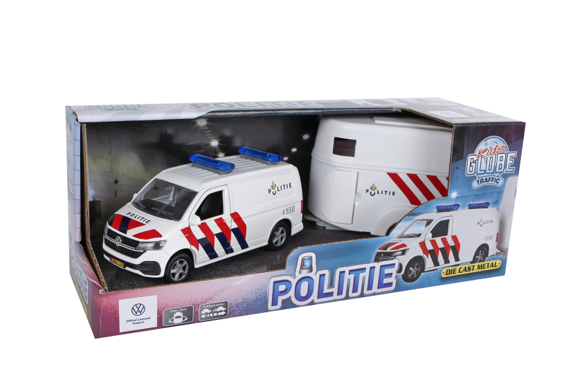 Kids Globe VW politie met paardentrailer NL 28cm